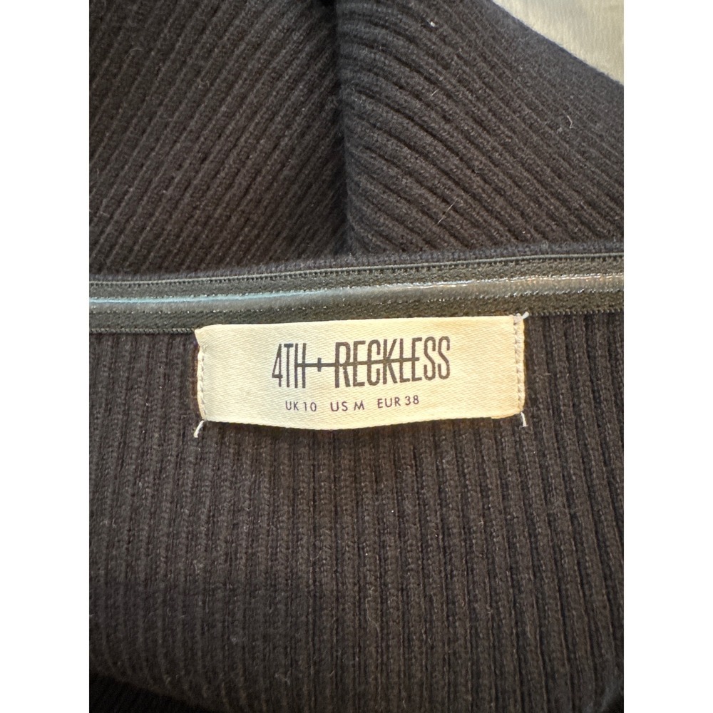 4th & Reckless Black Ribbed Knit Tube Top Strapless High Side Slit Medium - Picture 4 of 11